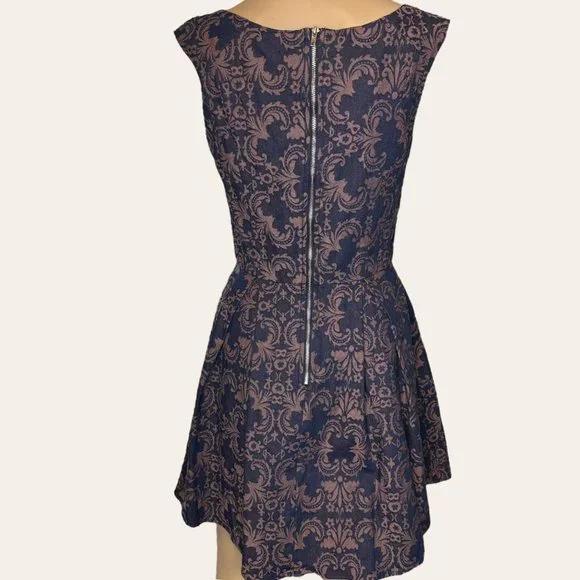 Addie|Fit & Flare Dress|Small|Brown Black|Knee Length|Sleeveless|Pleated|Cotton - Picture 2 of 15